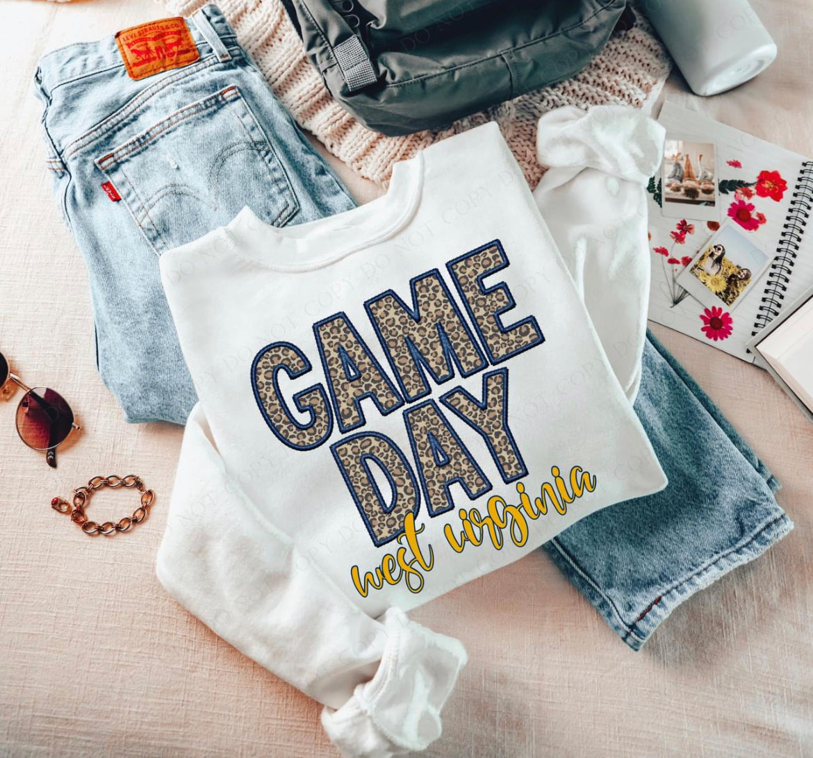 Game Day Leopard (Embroidery look) - West Virginia - DTF