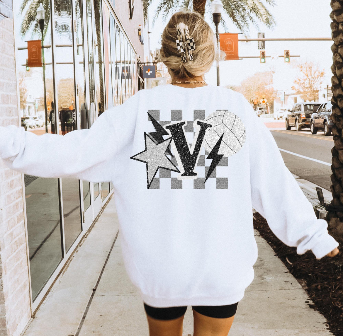 Volleyball (Retro Checkered Glitter Sports) - DTF