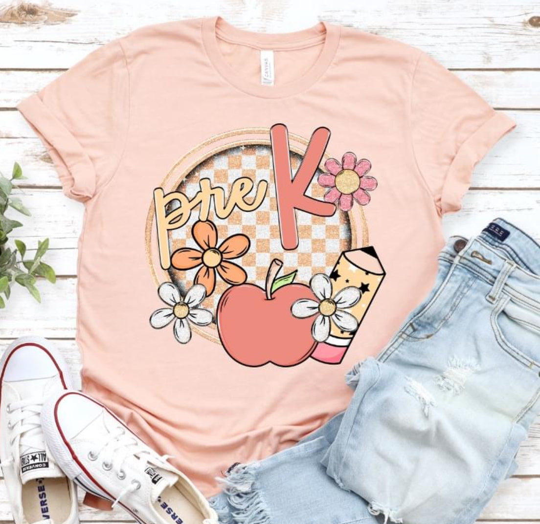 Pre-K (Checkerboard Apple - School) - DTF