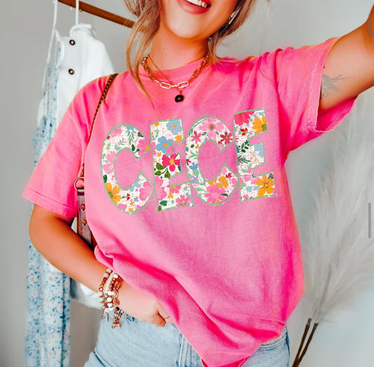 Cece (Floral Doodle Distressed) - DTF