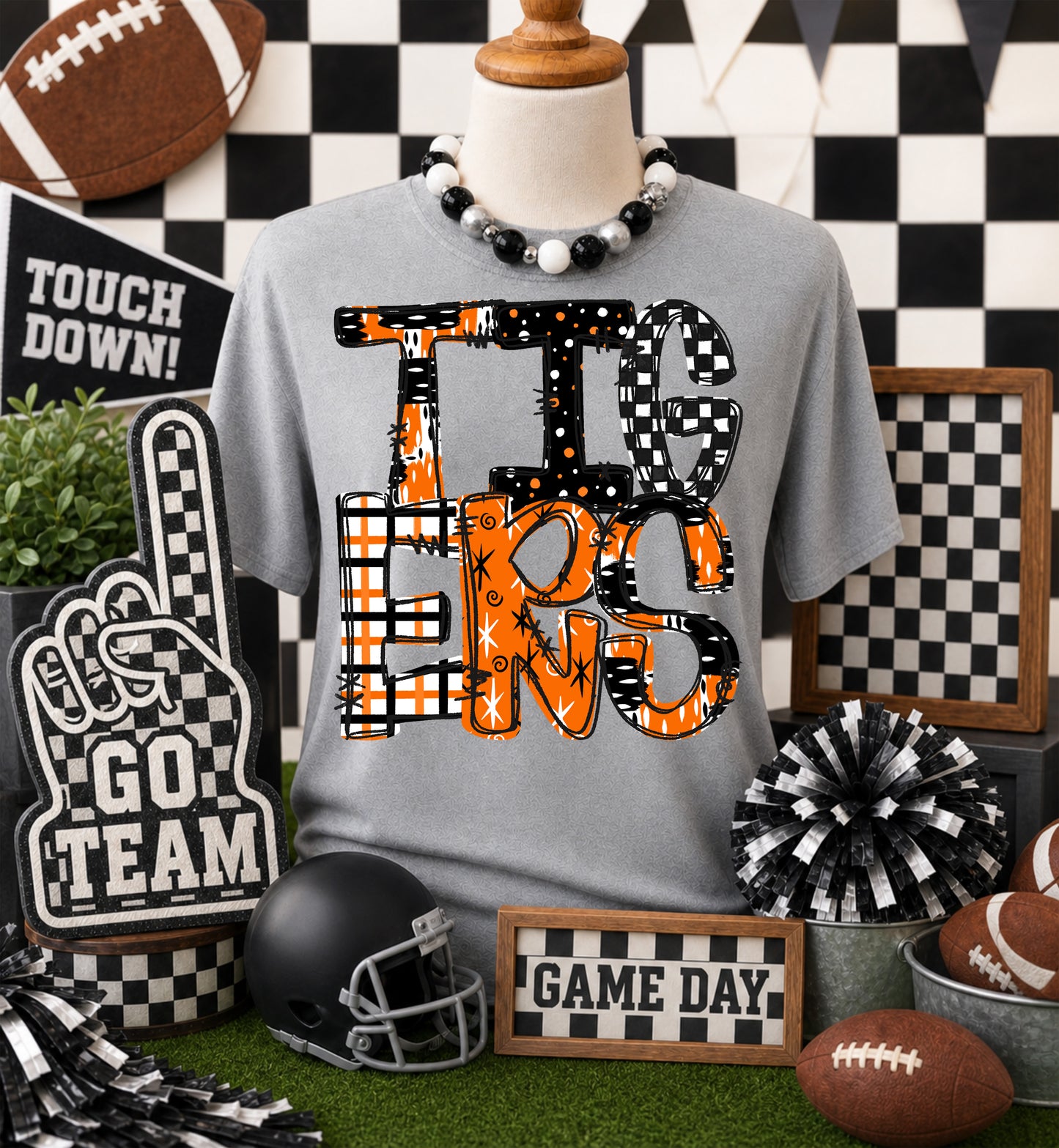 Tigers - Orange (Game Day Patterns Mascot) - DTF