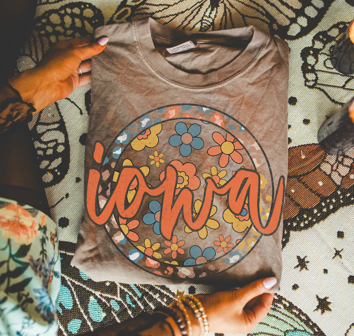 Iowa (Boho Floral State - transparent and non-transparent) - DTF