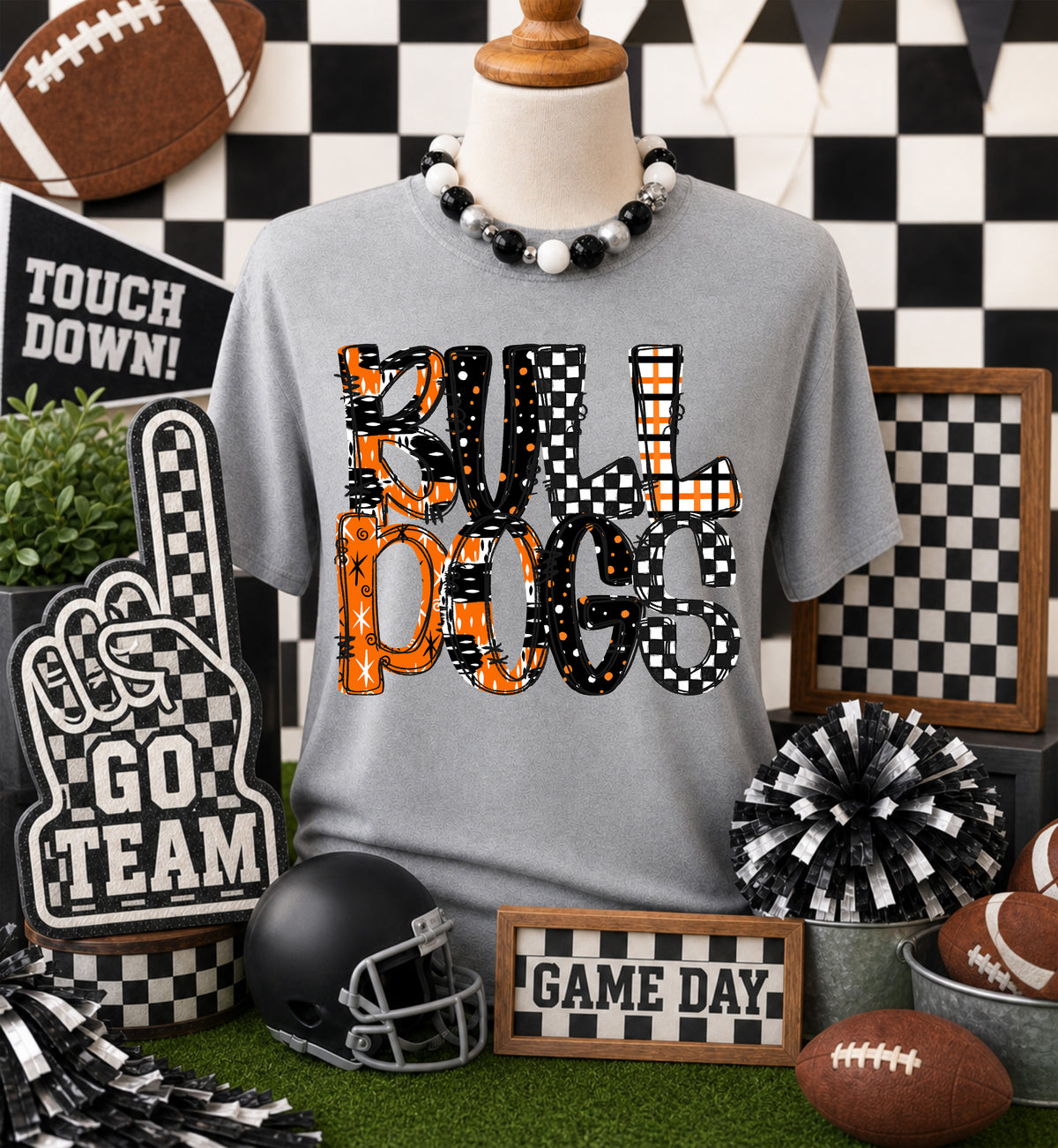 Bulldogs - Orange (Game Day Patterns Mascot) - DTF