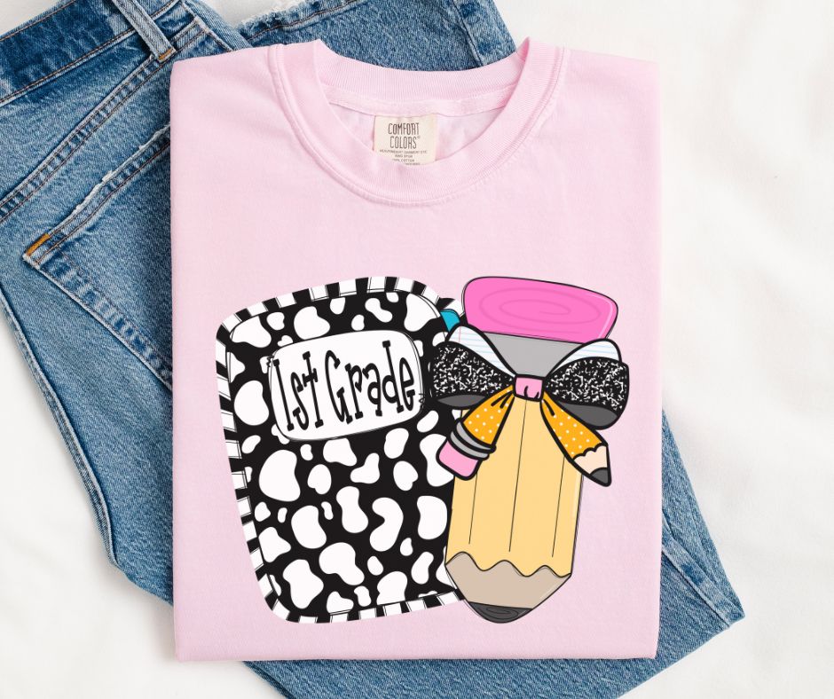 First Grade (Leopard Pencil Bow) - DTF
