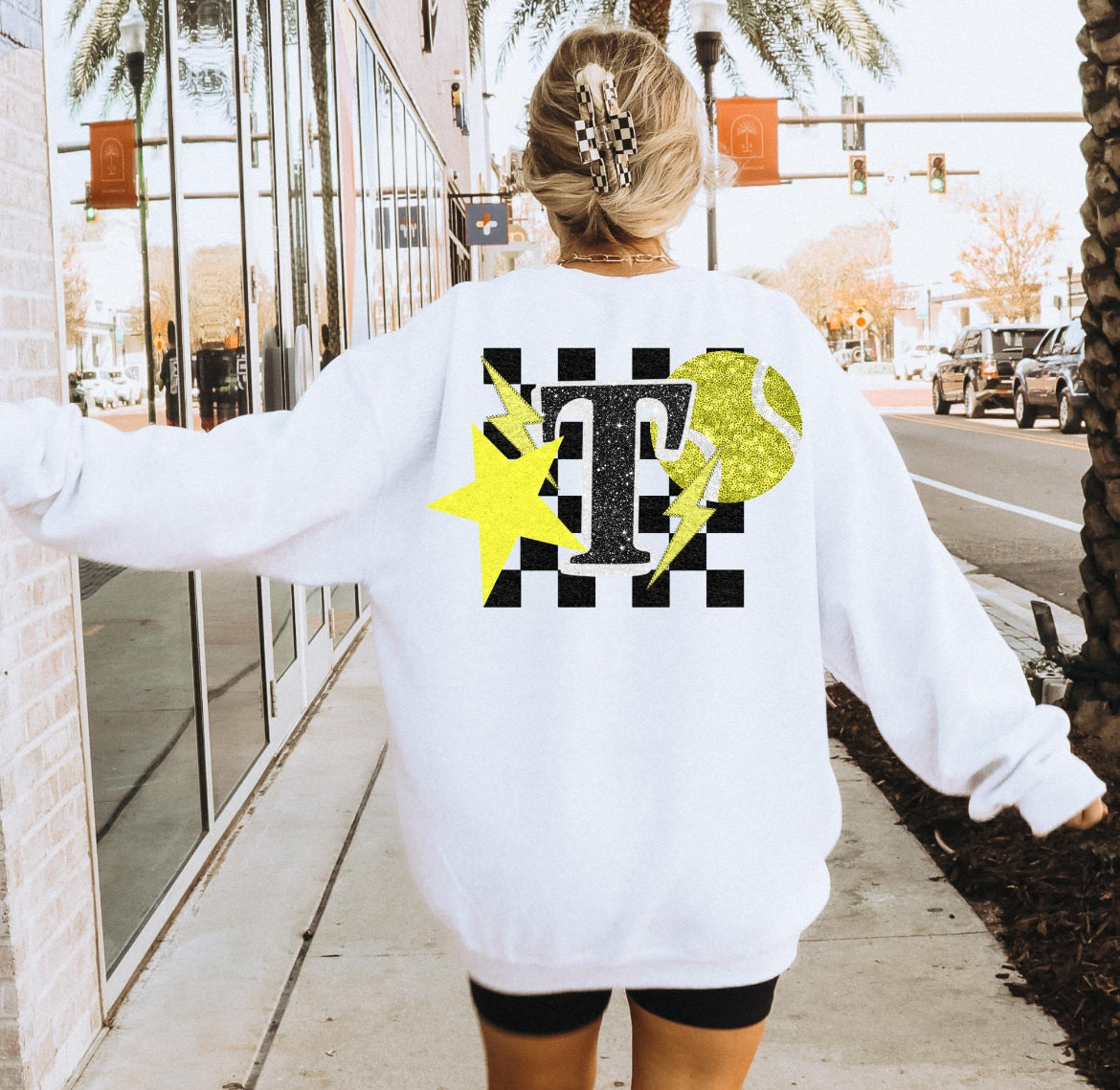 Tennis (Retro Checkered Glitter Sports) - DTF