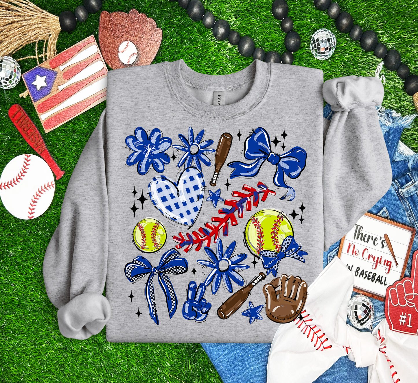 Play Ball Collage - Royal Blue (Softball) - DTF