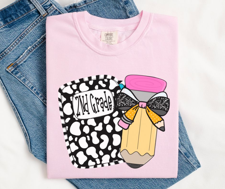 Second Grade (Leopard Pencil Bow) - DTF