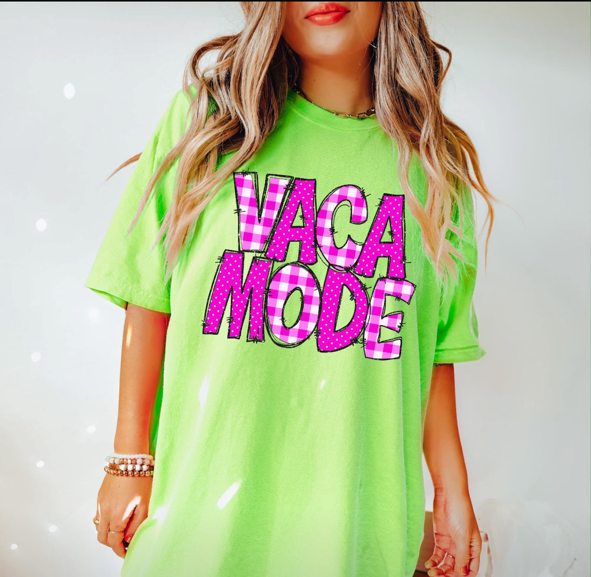 Vaca Mode (Doodle Gingham Dots & Glitter) - DTF