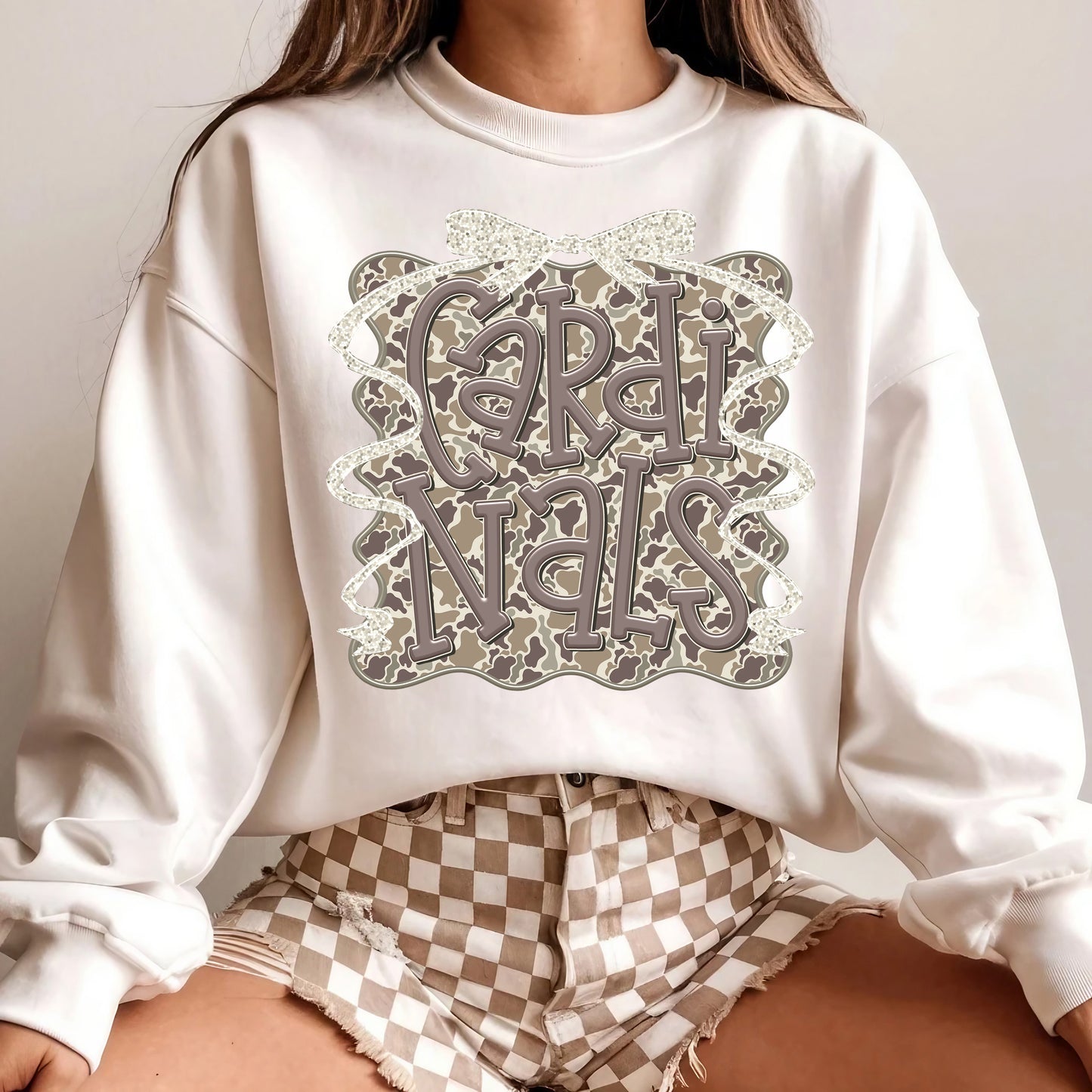 Cardinals w/bow (Camo Frame Mascot) - DTF