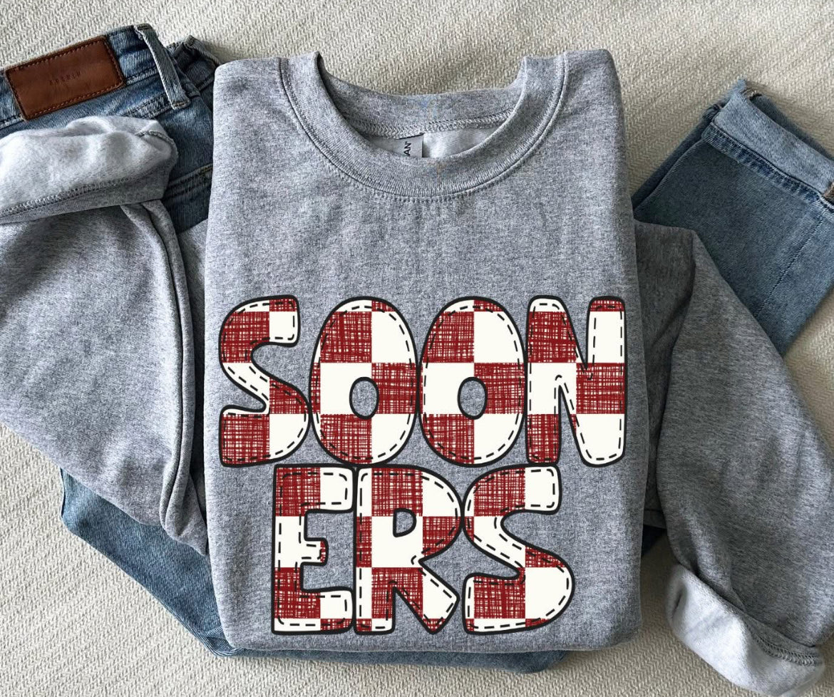 Sooners (Bubble Stitch Distressed Checker) - DTF