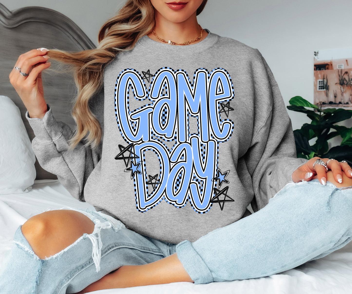 Game Day Word Art (Columbia Blue) - DTF