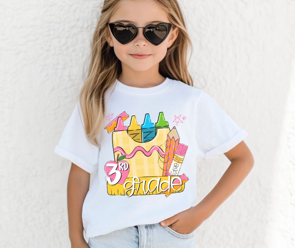 3rd Grade Pink (Back to School Pink and Blue Grade Level) - DTF