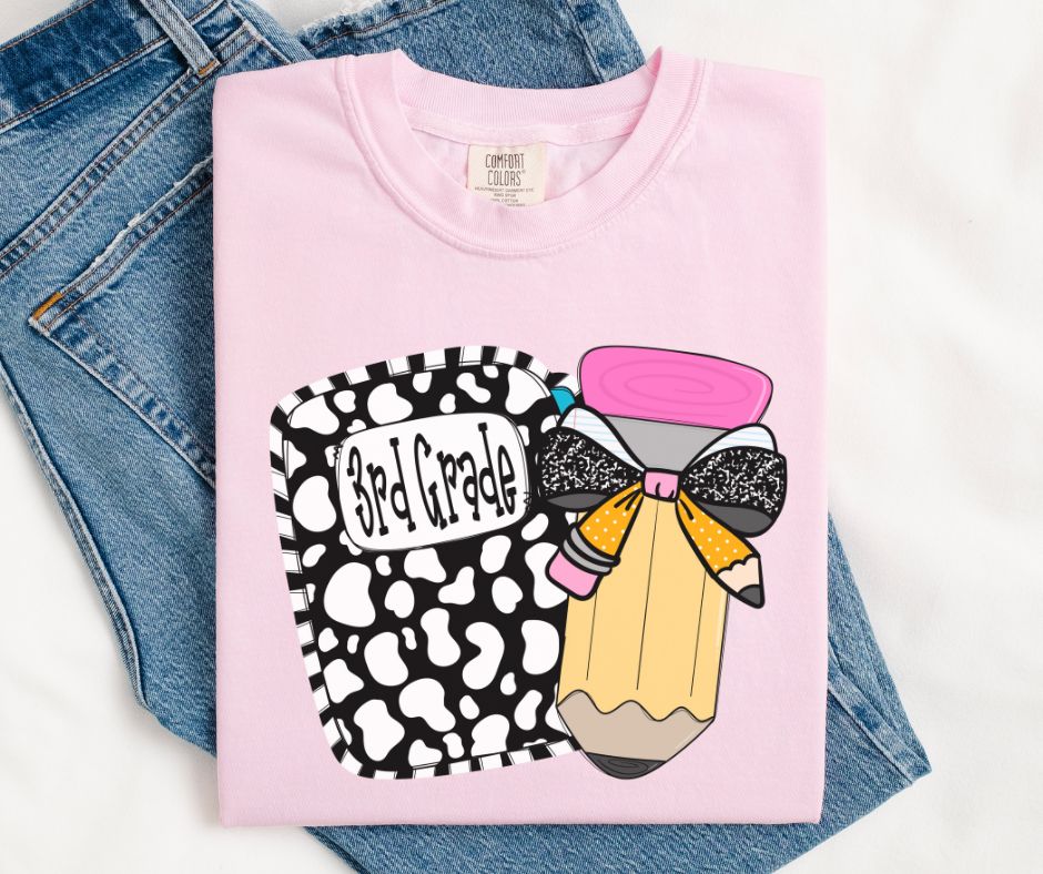 Third Grade (Leopard Pencil Bow) - DTF