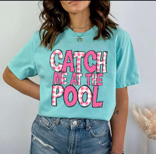 Catch Me At The Pool (Doodle Gingham Dots & Glitter) - DTF