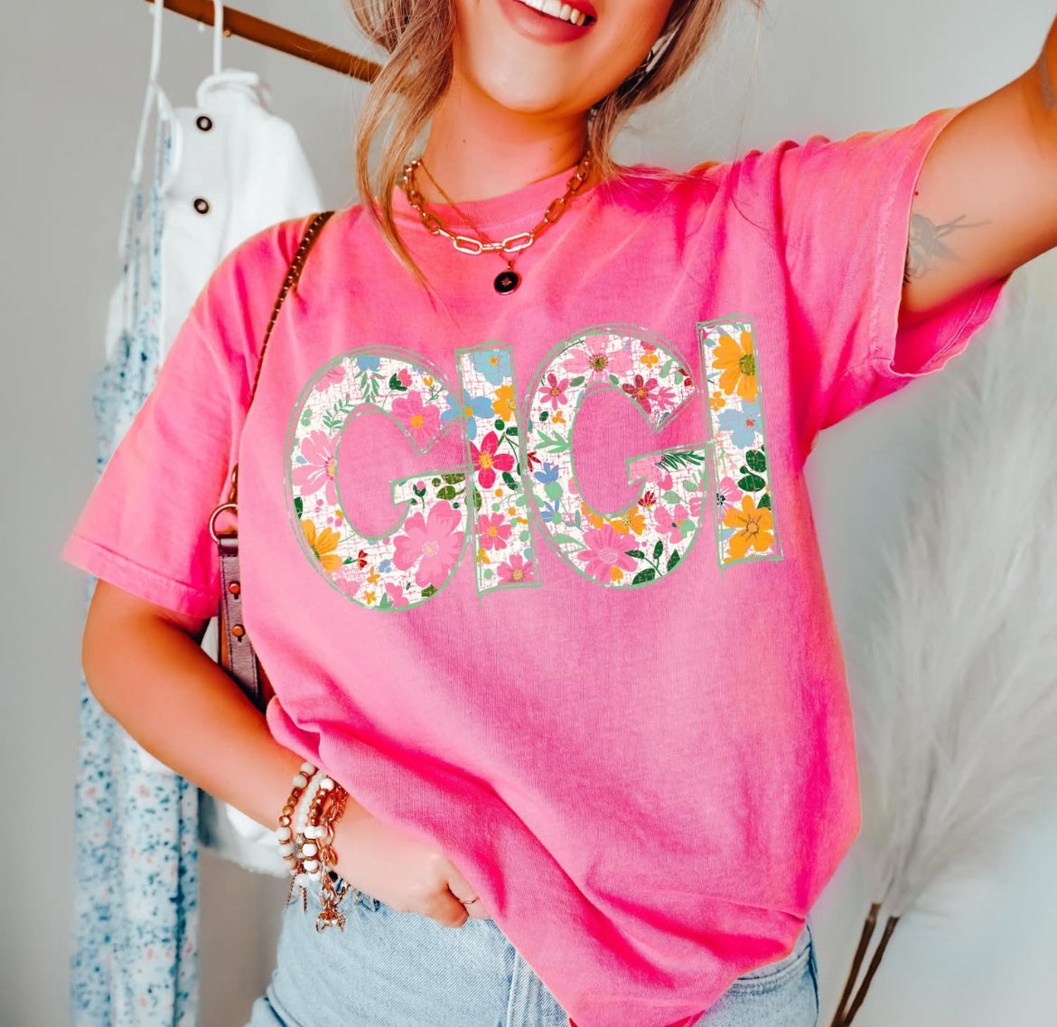 Gigi (Floral Doodle Distressed) - DTF