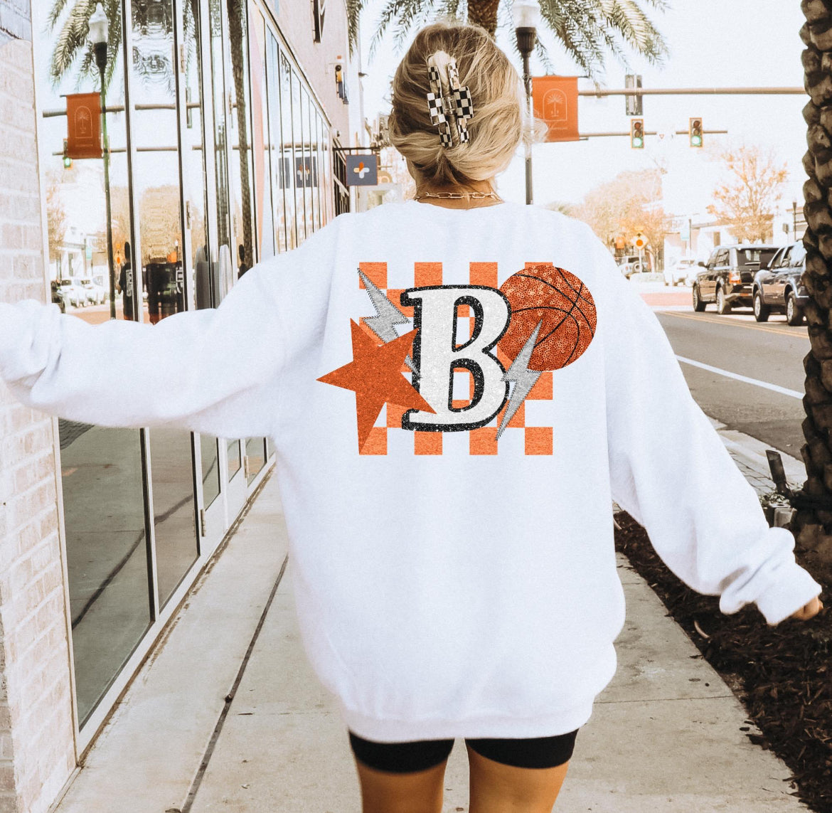 Basketball (Retro Checkered Glitter Sports) - DTF