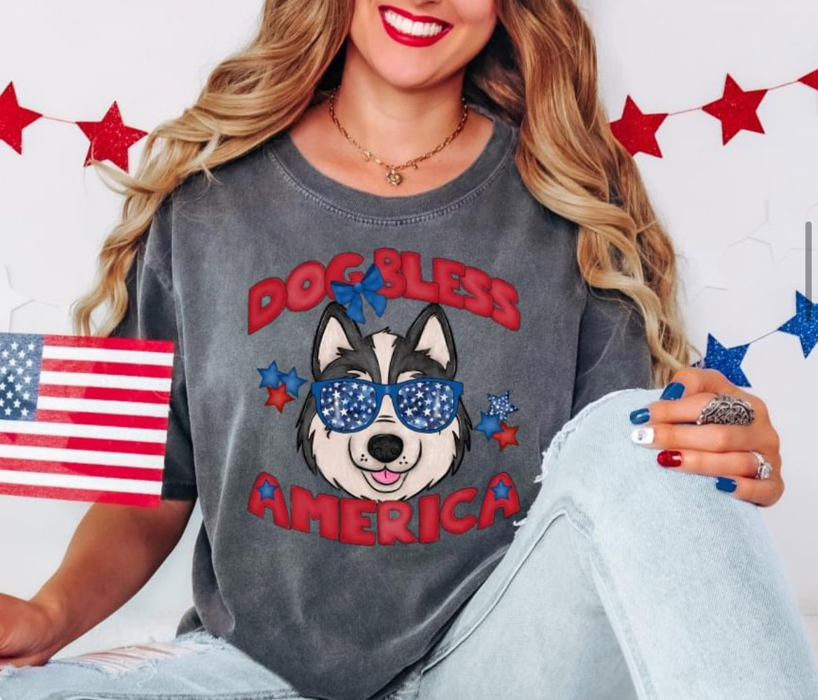 Dog Bless America (Huskie) - DTF