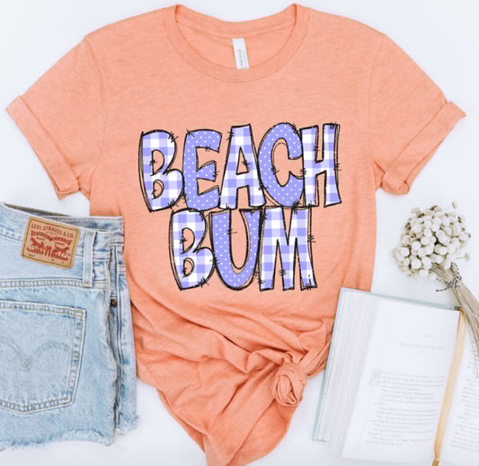 Beach Bum (Doodle Gingham Dots & Glitter) - DTF
