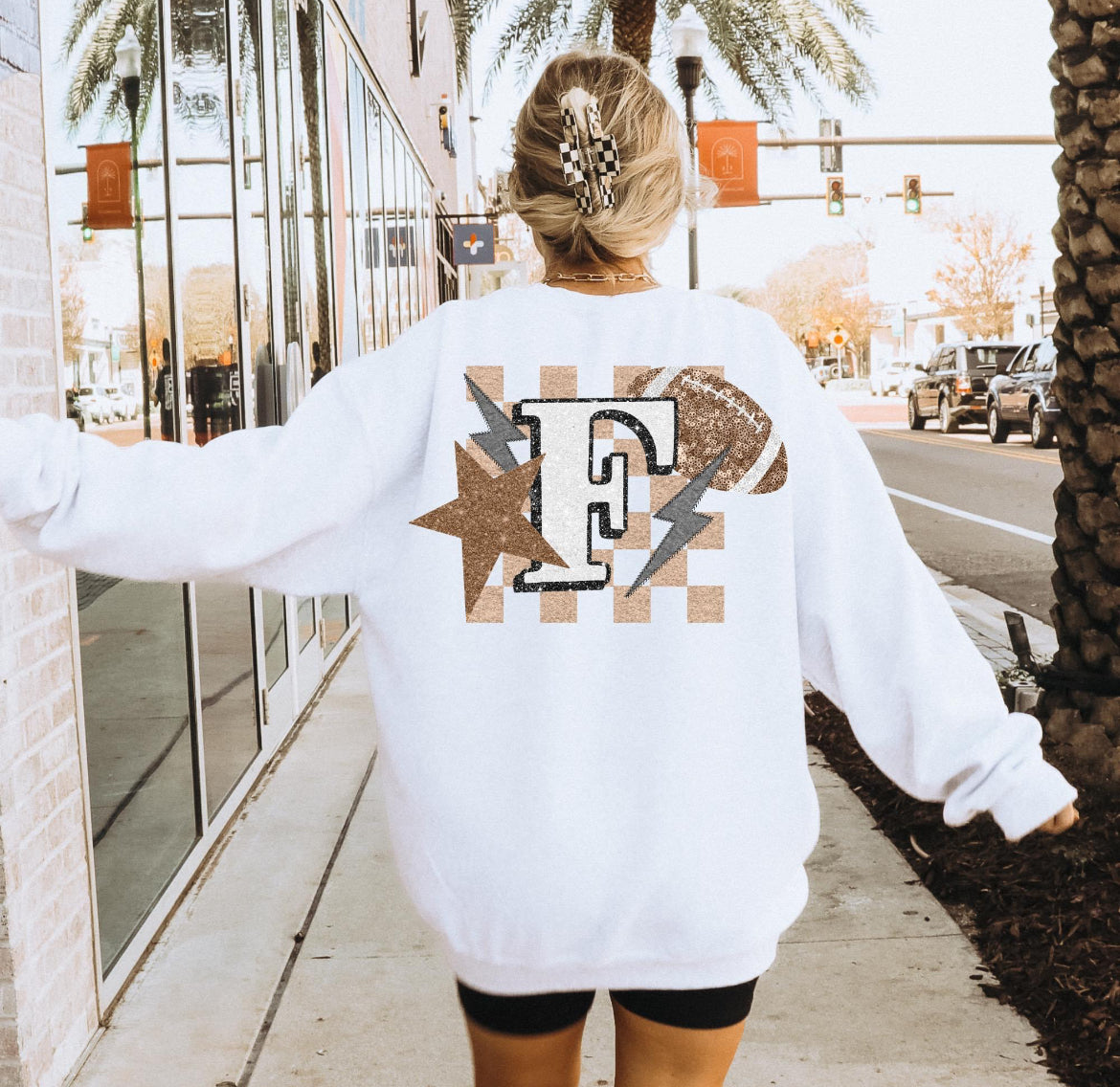 Football (Retro Checkered Glitter Sports) - DTF