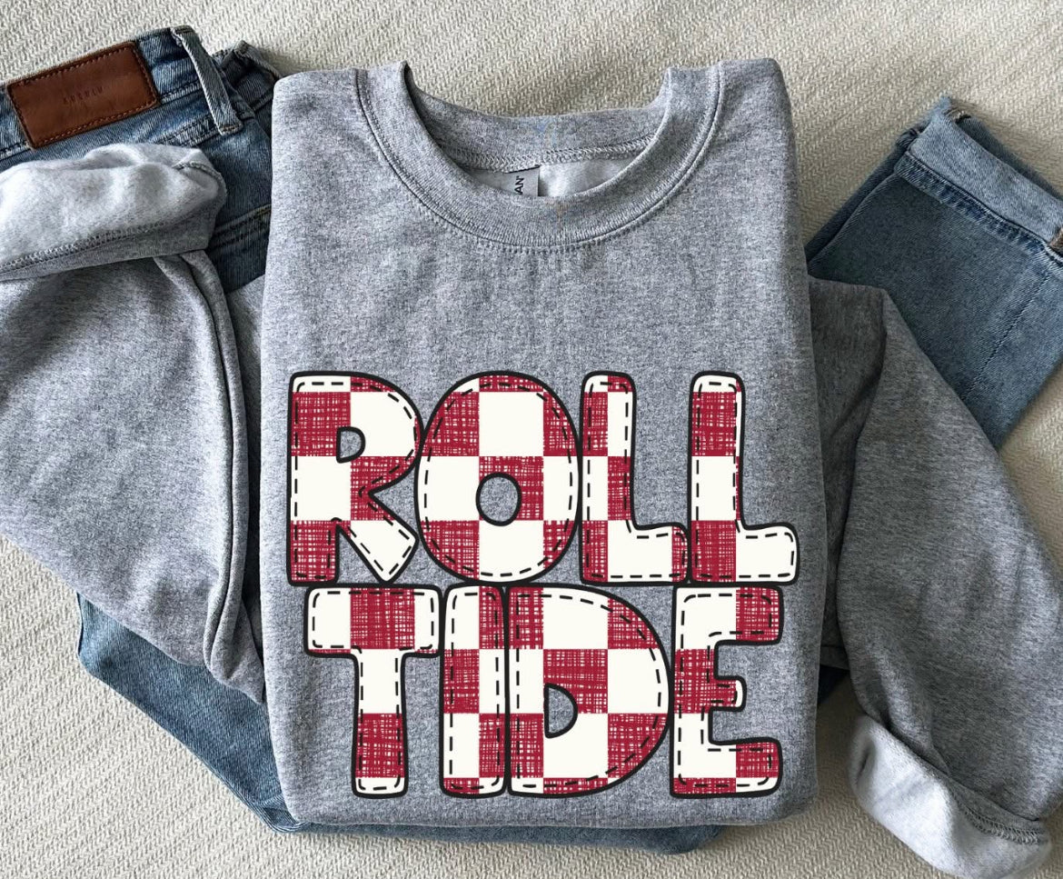 Roll Tide (Bubble Stitch Distressed Checker) - DTF