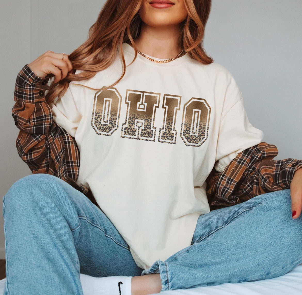 Ohio (ombre gold foil and leopard) - DTF