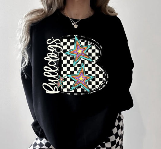 Bulldogs - star (Retro Checkerboard Mascot) - DTF