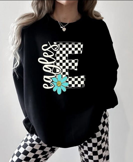 Eagles - flower (Retro Checkerboard Mascot) - DTF