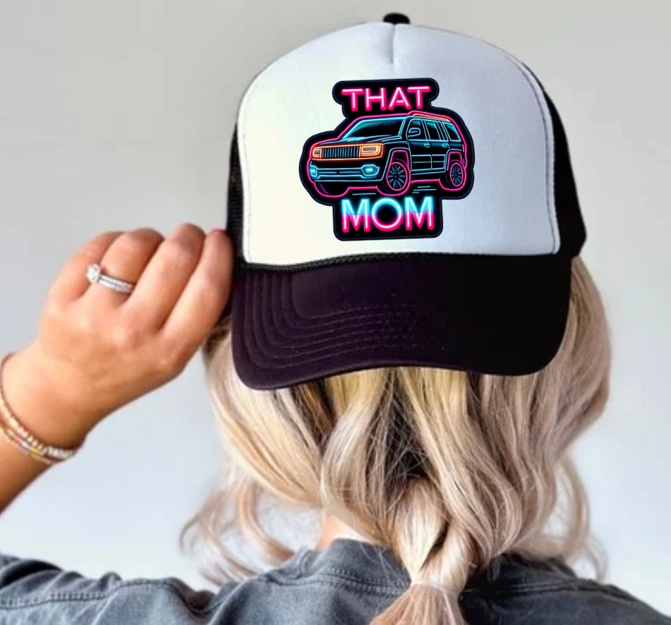 Black SUV Mom (faux embroidered hat patch) - DTF