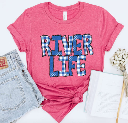 River Life (Doodle Gingham Dots & Glitter) - DTF