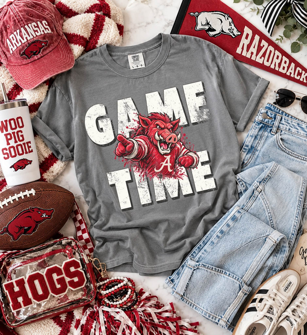 Arkansas (Distressed Game Time Mascots) - DTF