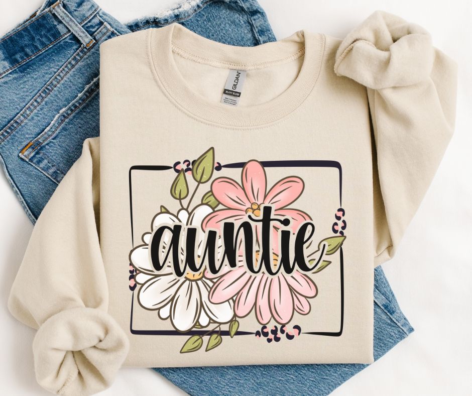 Auntie (Spring Floral Frame Names/Titles) - DTF