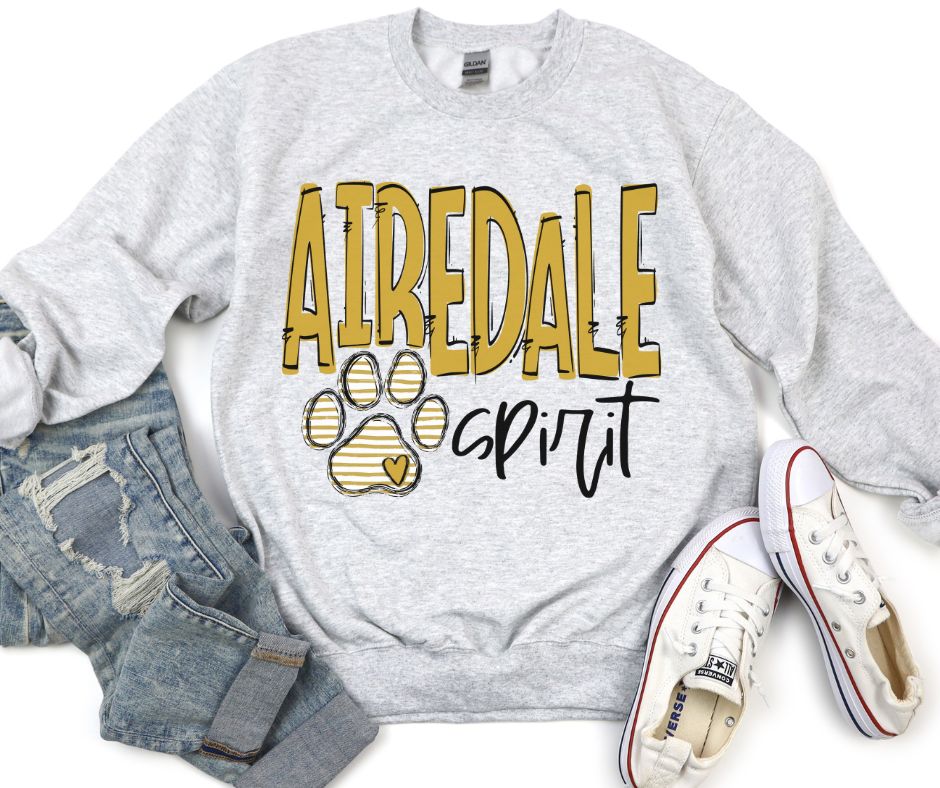 Team Go Spirit Airedale (Paw Print - Vegas Gold) - DTF