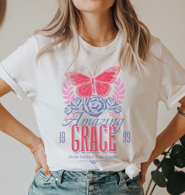 Amazing Grace (red distressed) - DTF