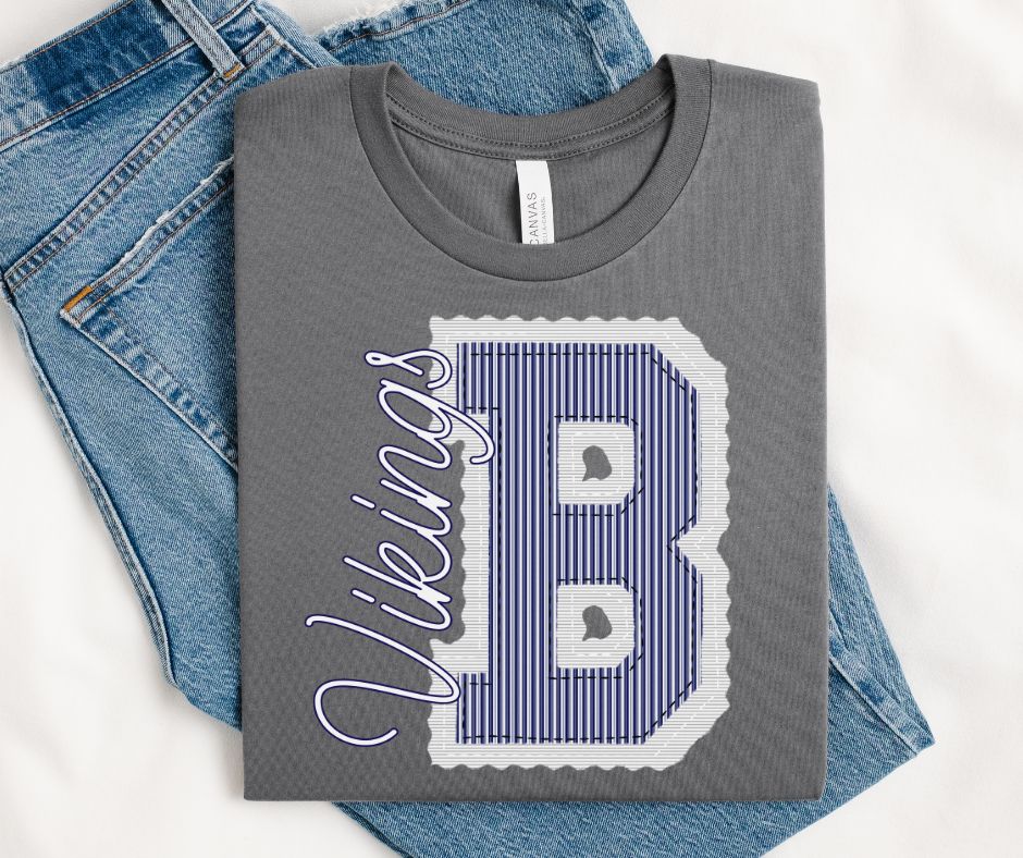 B - Vikings - Navy/White (Prepster Mascot) - DTF