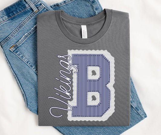 B - Vikings - Navy/White (Prepster Mascot) - DTF