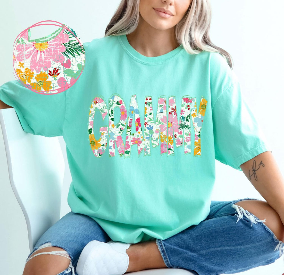 Grammy (Floral Doodle Distressed) - DTF