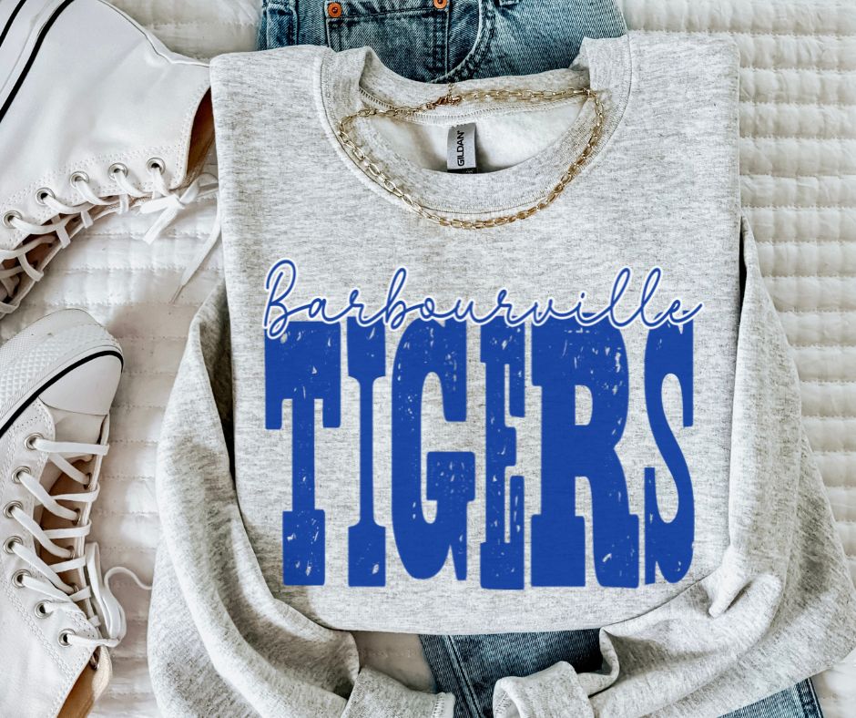 Tigers - Barbourville Royal Blue/White (Mixed Up Mascot) - DTF