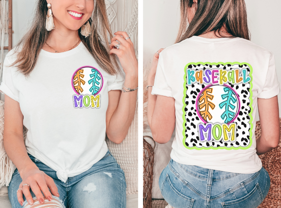 Baseball Mom - Dotted Scallop Sport (2-in-1 front/back combo) - DTF