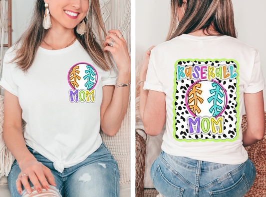 Baseball Mom - Dotted Scallop Sport (2-in-1 front/back combo) - DTF