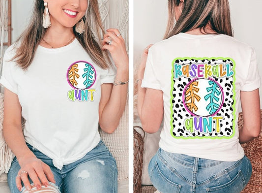 Baseball Aunt - Dotted Scallop Sport (2-in-1 front/back combo) - DTF