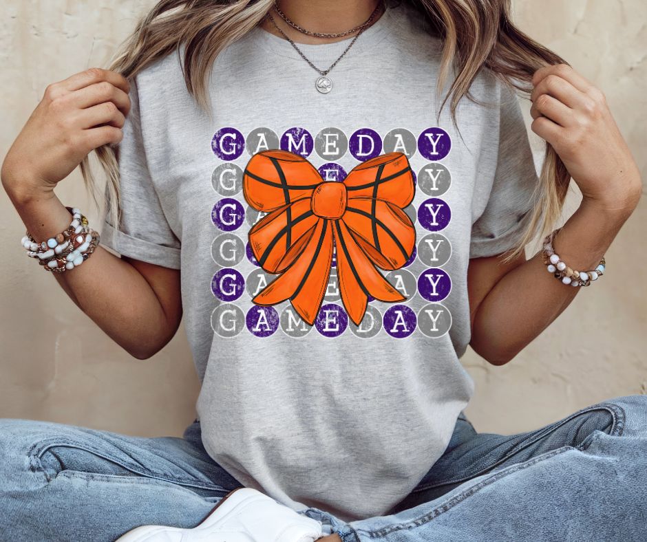 Game Day Typewriter (Basketball - Purple/Gray) - DTF