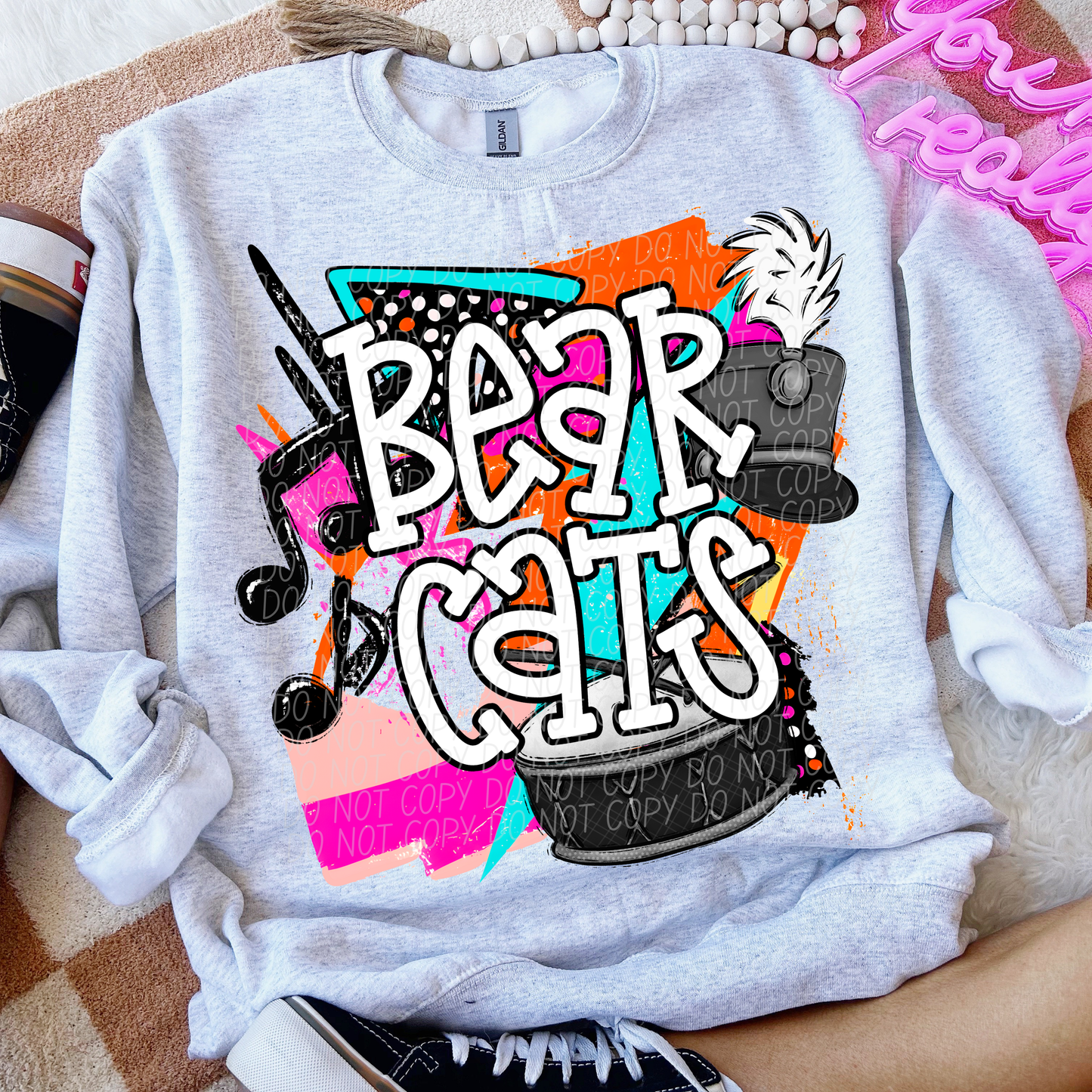 Bearcats (Bright Retro Band Mascot) - DTF