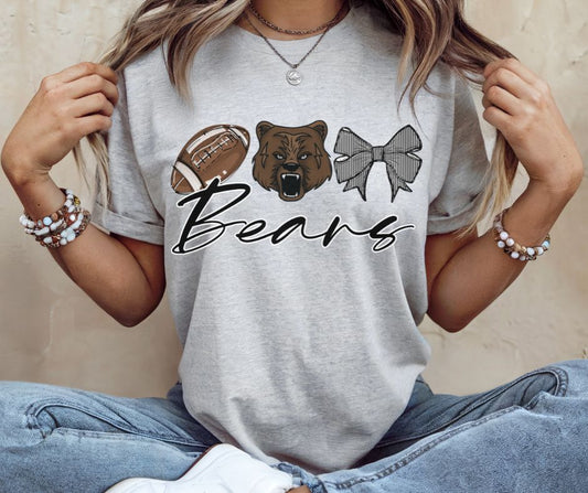 Bears - Black Football (Coquette School Spirit Mascot) - DTF