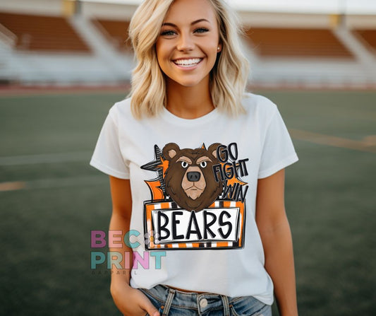 Bears - Orange (Go Fight Win Star Mascot) - DTF