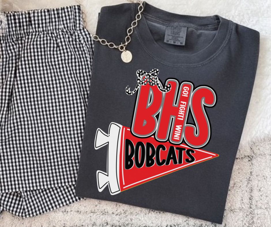 Bobcats - BHS/Red/Black (Spirit Pennant Mascots) - DTF