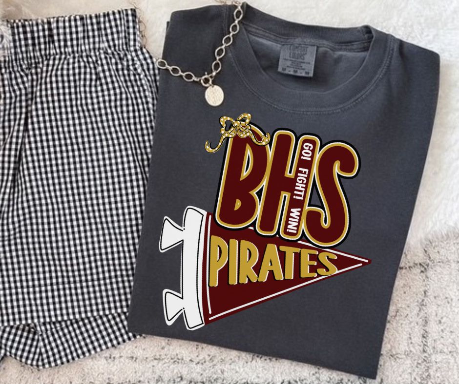 Pirates - BHS/Maroon/Vegas Gold (Spirit Pennant Mascots) - DTF