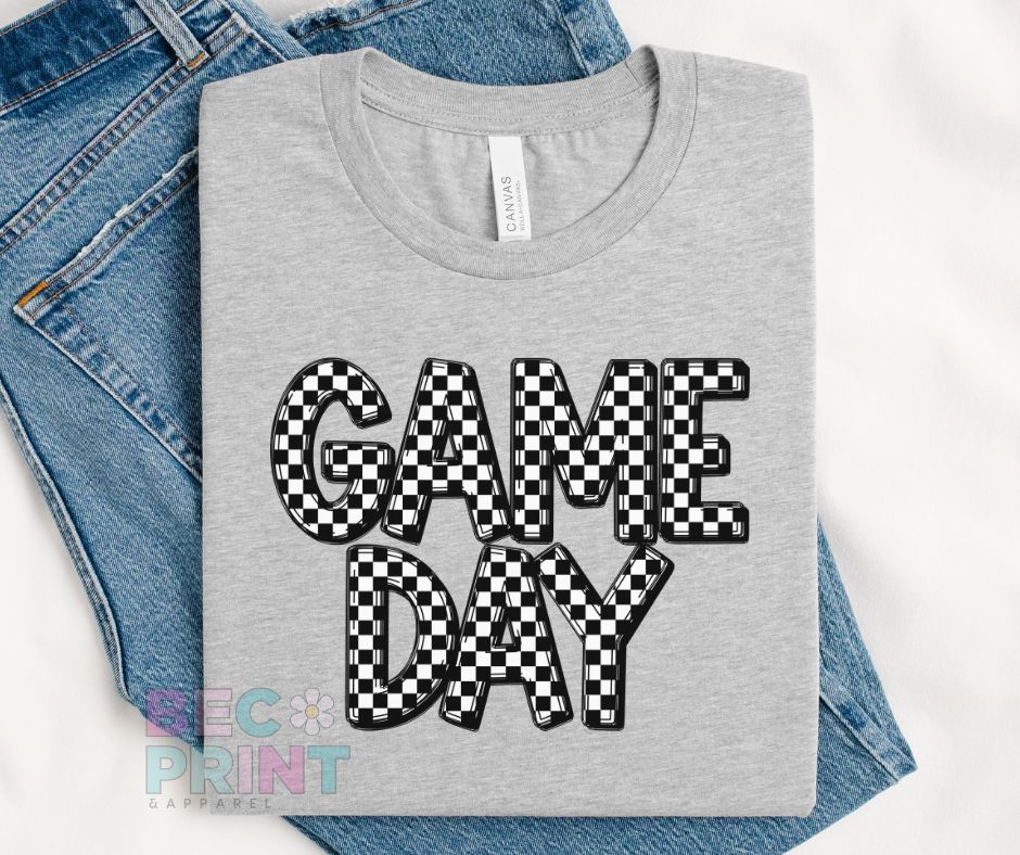 Game Day Checkered (Black) - DTF