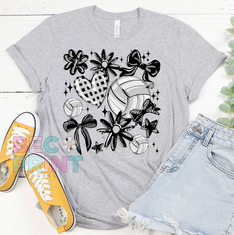 Play Ball Collage - Black (Volleyball) - DTF