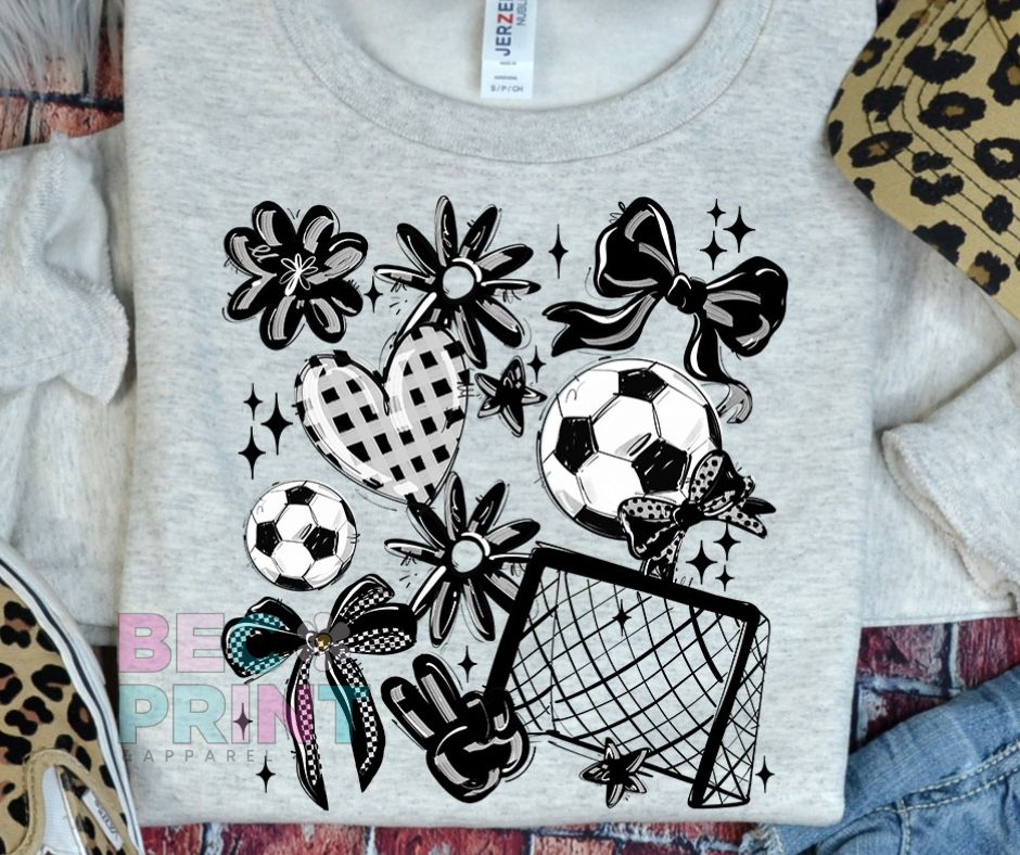 Play Ball Collage - Black (Soccer) - DTF