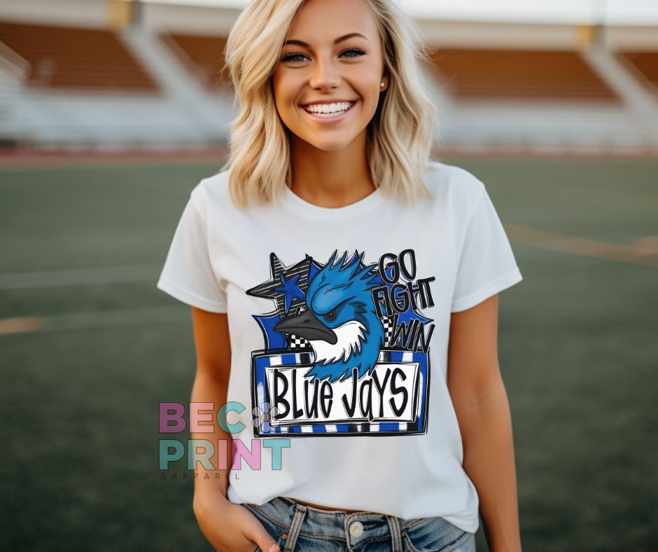 BlueJays - Royal Blue (Go Fight Win Star Mascot) - DTF